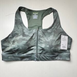 TekGear Women's XL Zip Front Racerback  Athletic Sporty Workout Sports Bra